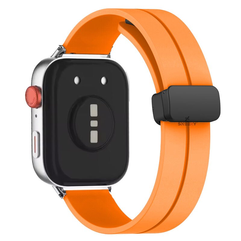 Redmi Watch 5 Active Redmi 5 Lite Uyumlu Kordon Kordon Manyetik Tokalı Yumuşak Soft Silikon Kordon Turuncu
