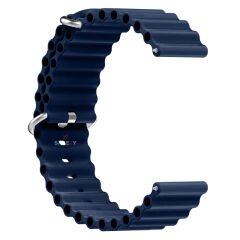 Samsung Galaxy Watch 4 40-42-44-46mm Uyumlu 20mm Seaflex Ocean Silikon Kordon Lacivert - Lacivert