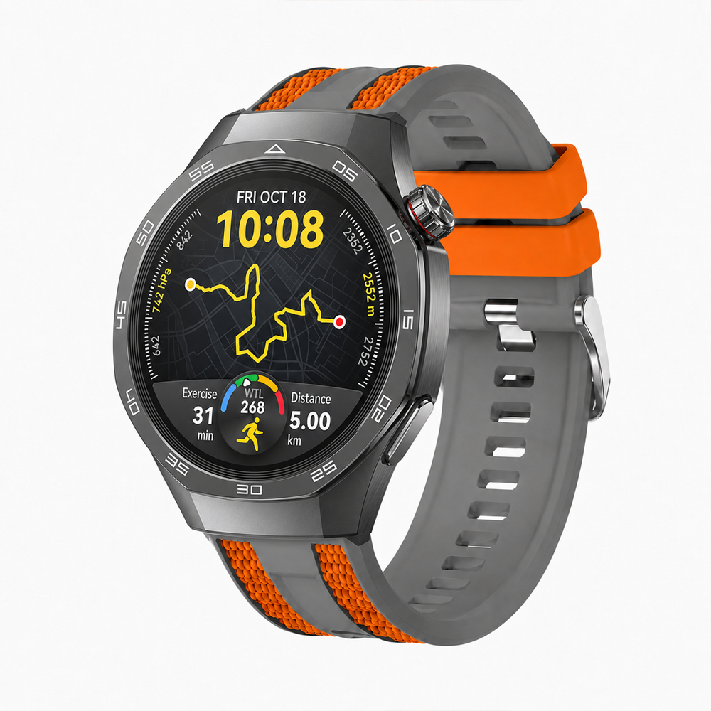 Huawei Watch GT 5 Pro 46mm Uyumlu 22mm Outdoor Tasarım Spor Silikon Kordon Turuncu