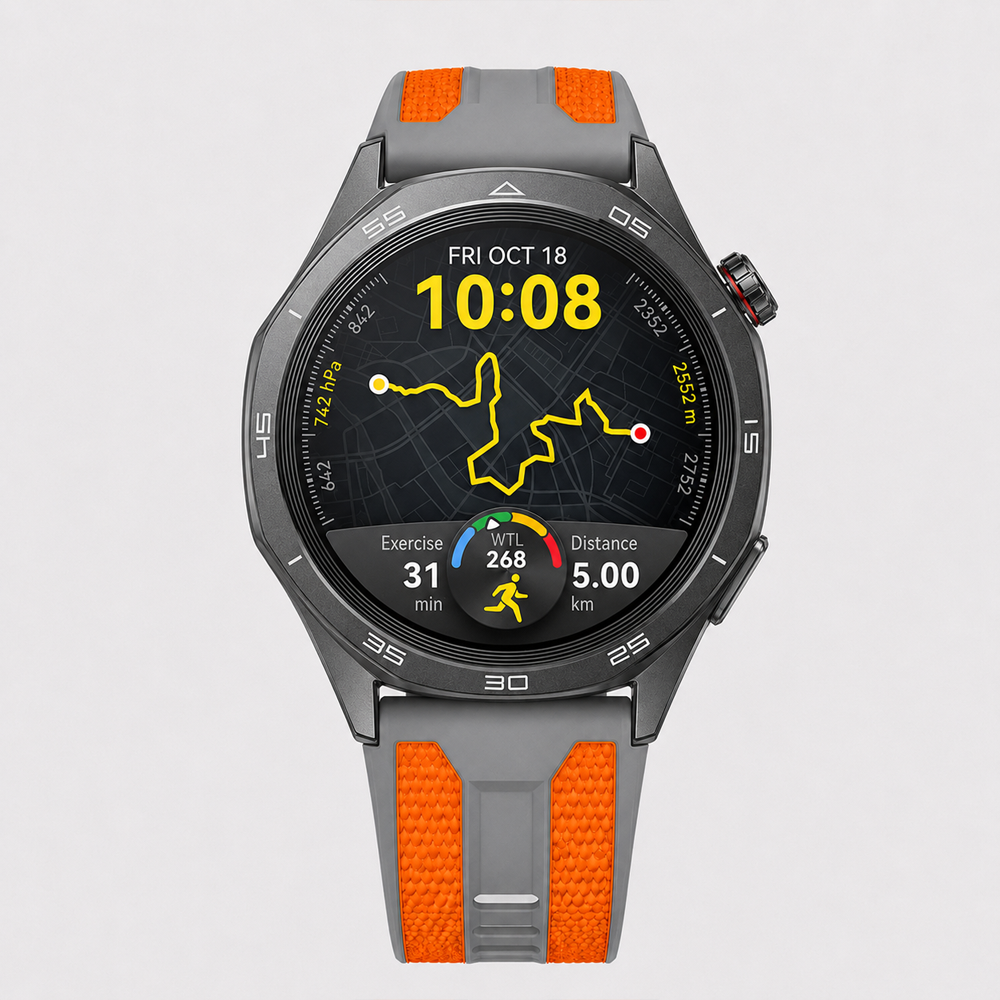 Huawei Watch GT 5 Pro 46mm Uyumlu 22mm Outdoor Tasarım Spor Silikon Kordon Turuncu