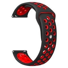 Huawei Watch 3 Elite-Classic 46mm-Watch 3 Pro-Elite 22mm Uyumlu FlexAir Supreme Silikon Kordon Siyah - Kırmızı