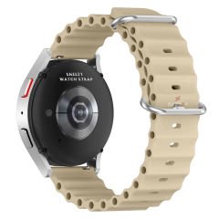Samsung Galaxy Watch 4 40-42-44-46mm Uyumlu 20mm Seaflex Ocean Silikon Kordon Starlight - Starlight