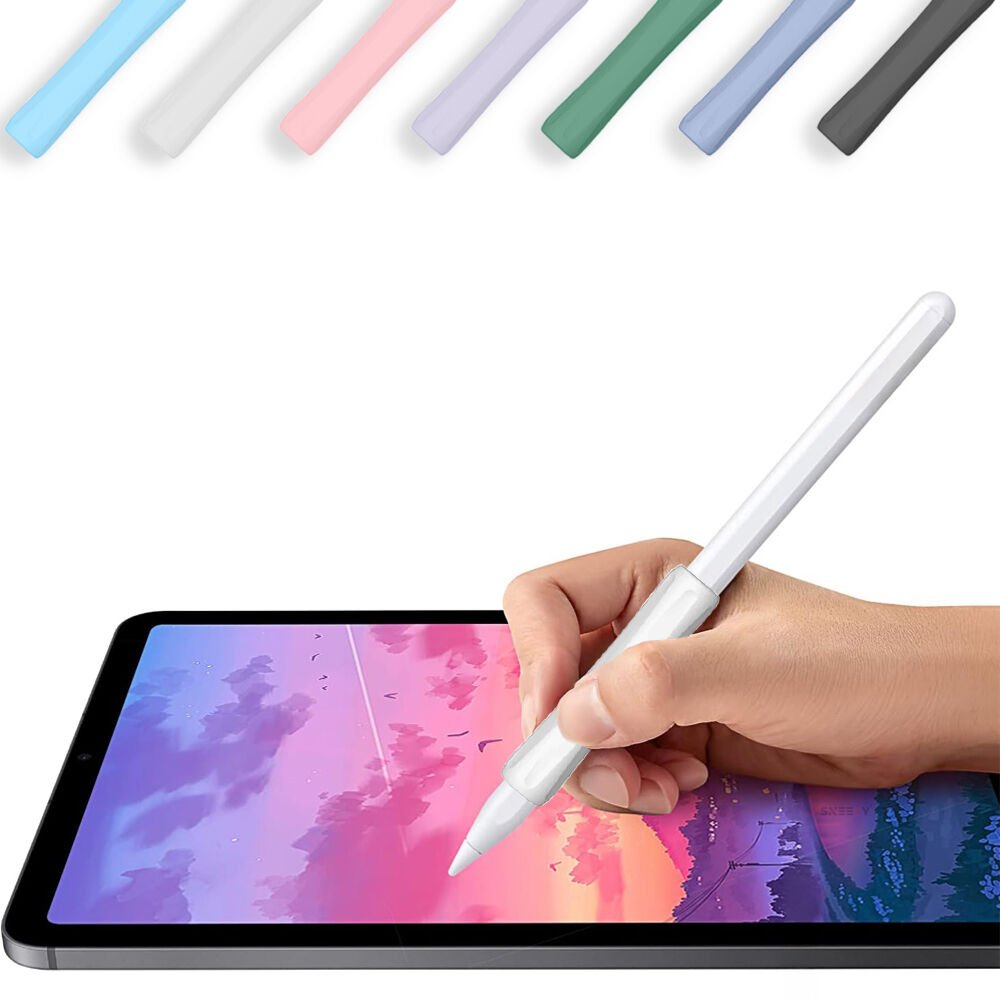 Apple Pencil 1-2 Nesil Pro USB-C Uyumlu Soft Yumuşak Silikon Kalem Tutucu Zarif Ve Rahat Kullanım Beyaz
