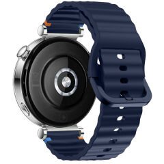 Huawei Watch GT4 41mm İle Uyumlu Dalga Desenli Tokalı Yumusaş Soft Silikon Kordon Lacivert