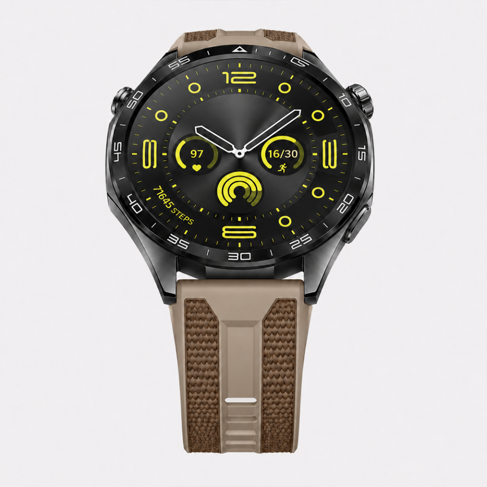 Huawei Watch GT 4 46mm Uyumlu 22mm Outdoor Tasarım Spor Silikon Kordon Kahverengi