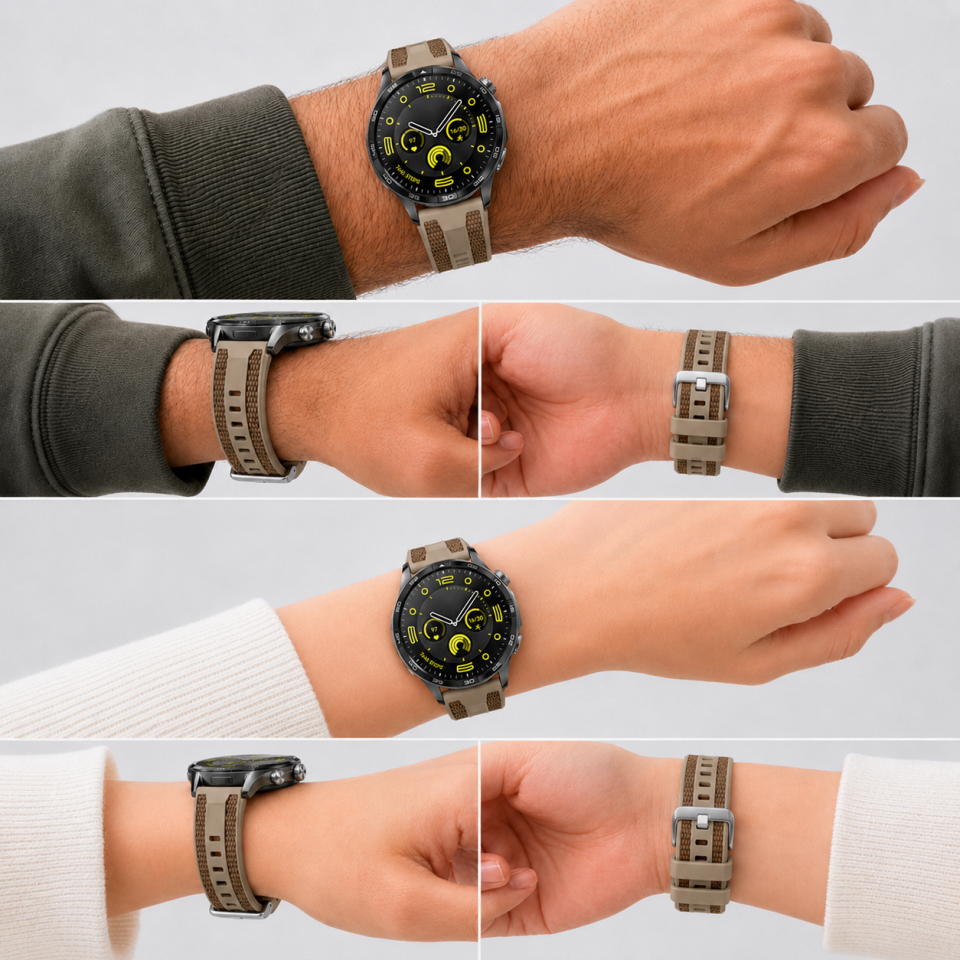Huawei Watch GT 4 46mm Uyumlu 22mm Outdoor Tasarım Spor Silikon Kordon Kahverengi