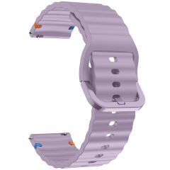 Huawei Watch GT4 41mm İle Uyumlu Dalga Desenli Tokalı Yumusaş Soft Silikon Kordon Lila