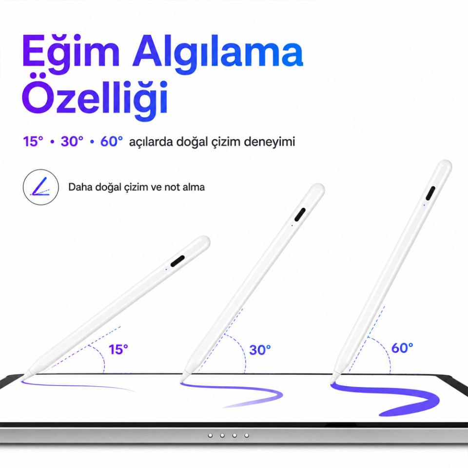 iPad 11. Nesil A16 11 inç ile Uyumlu NotePen Gen3 Stylus Kalem Avuç İçi Algılama Eğim Destekli