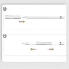 Apple Pencil 1-2 Nesil Pro USB-C Uyumlu Soft Yumuşak Silikon Kalem Tutucu ve 8'li Kalem Ucu Koruyucu