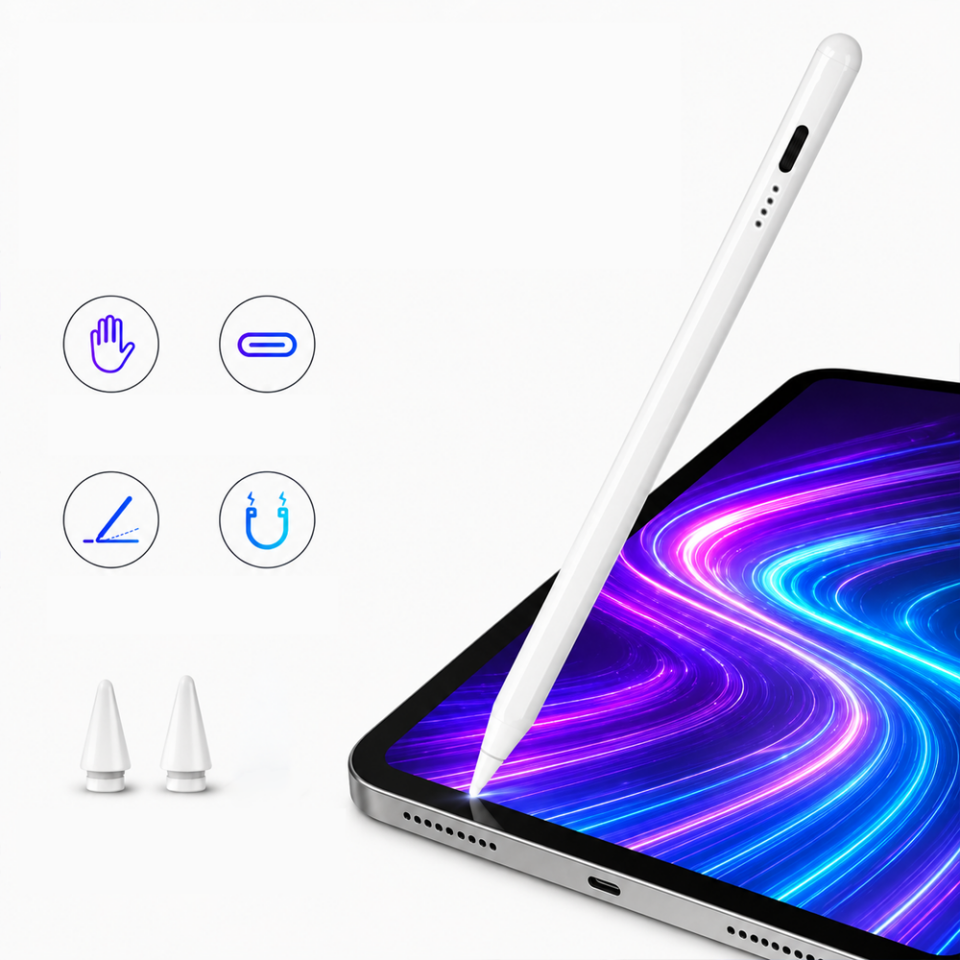iPad Pro 11 2/3/4 Nesil ile Uyumlu NotePen Gen3 Stylus Kalem Avuç İçi Algılama Eğim Destekli