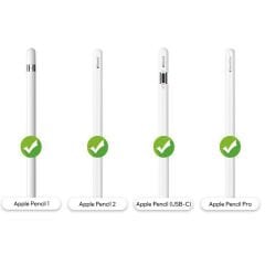 Apple Pencil 1-2 Nesil Pro USB-C Uyumlu Soft Yumuşak Silikon Kalem Tutucu ve 8'li Kalem Ucu Koruyucu Beyaz