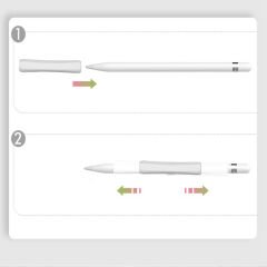 Apple Pencil 1-2 Nesil Pro USB-C Uyumlu Soft Yumuşak Silikon Kalem Tutucu ve 8'li Kalem Ucu Koruyucu Beyaz