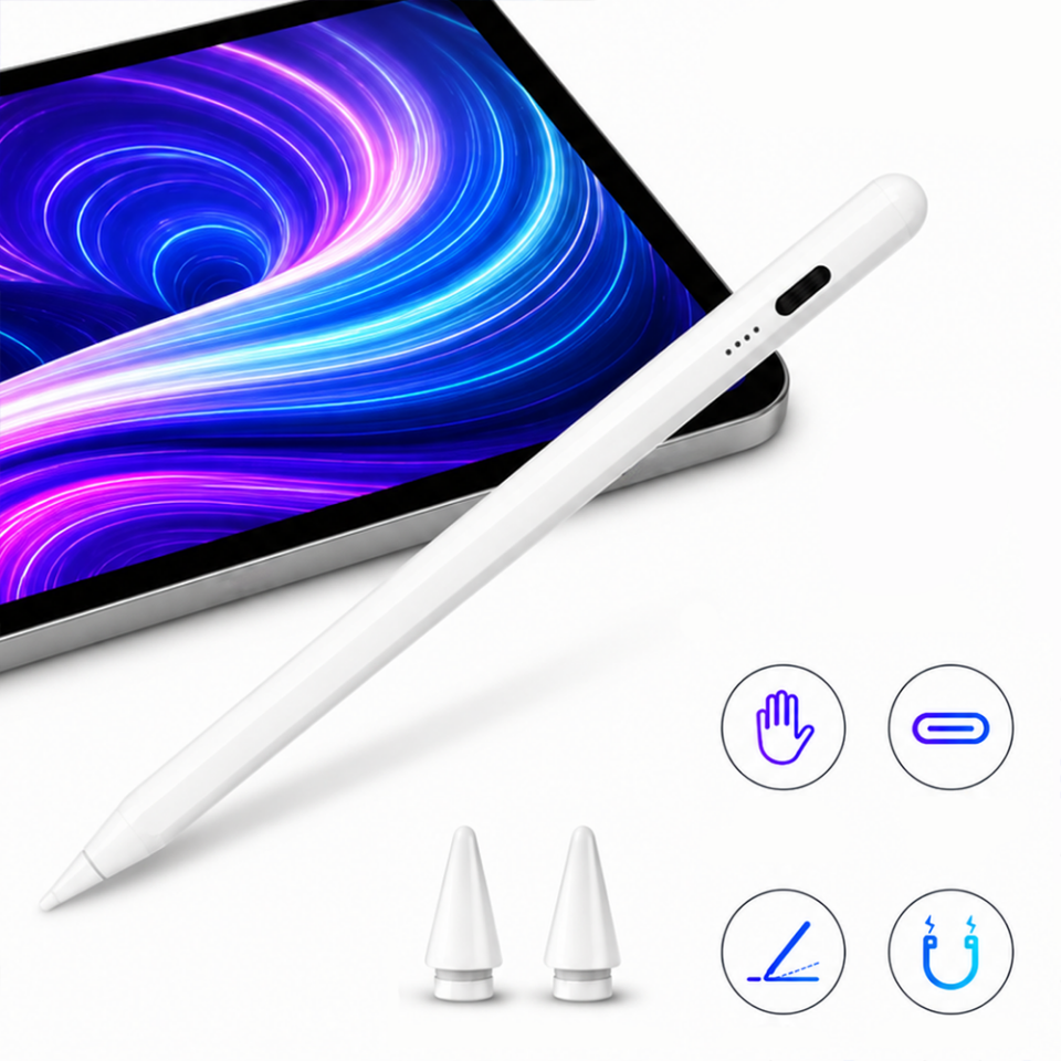 iPad Air 11 M2/M3 ile Uyumlu NotePen Gen3 Stylus Kalem Avuç İçi Algılama Eğim Destekli