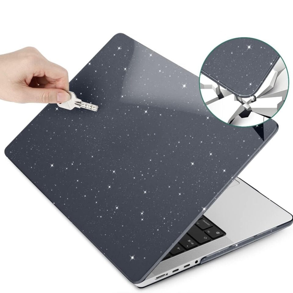 Apple MacBook Pro 16 Inc 2021-2023 M1 M2 M3 Pro/Max İle Uyumlu Simli Parlak Kılıf A2485 A2780 A2991