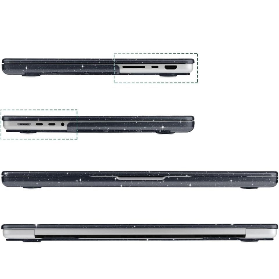 Apple MacBook Pro 16 Inc 2021-2023 M1 M2 M3 Pro/Max İle Uyumlu Simli Parlak Kılıf A2485 A2780 A2991