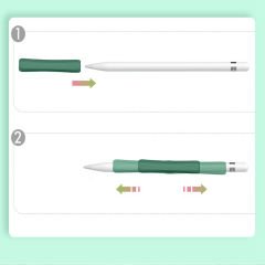 Apple Pencil 1-2 Nesil Pro USB-C Uyumlu Soft Yumuşak Silikon Kalem Tutucu ve 8'li Kalem Ucu Koruyucu Haki