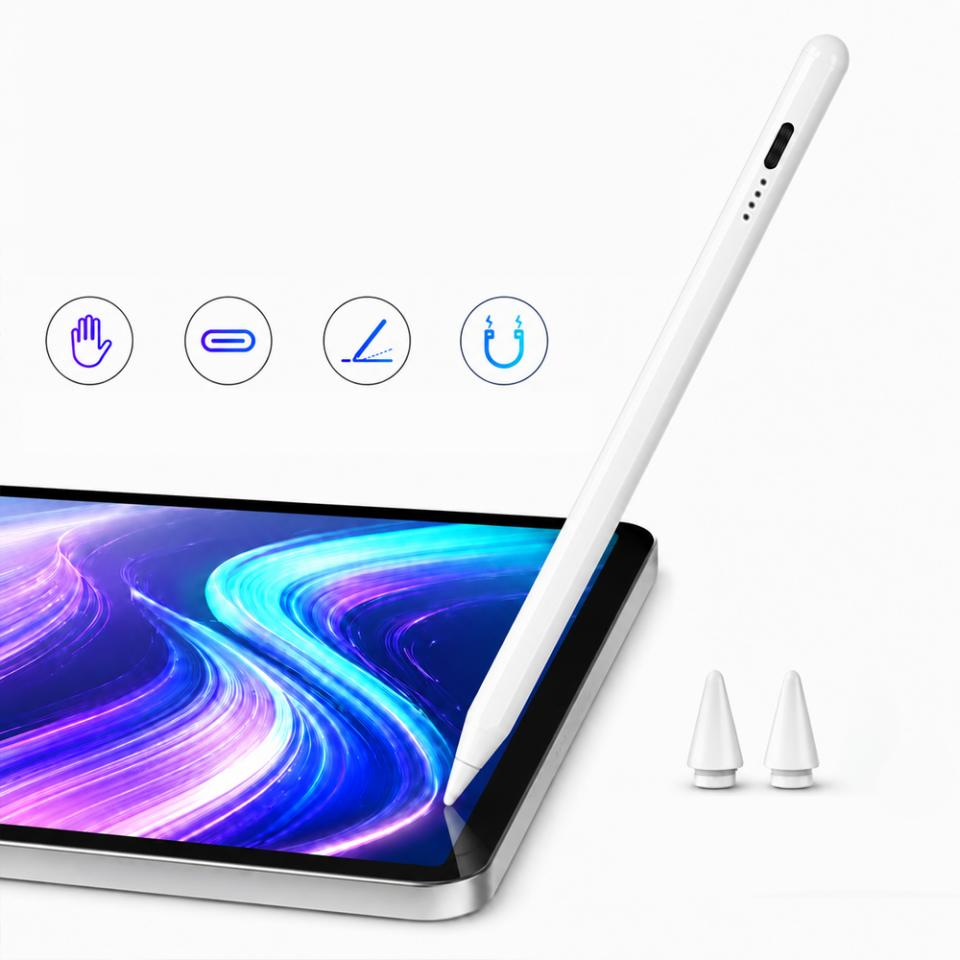 iPad Air 13 M2/M3 ile Uyumlu NotePen Gen3 Stylus Kalem Avuç İçi Algılama Eğim Destekli