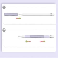 Apple Pencil 1-2 Nesil Pro USB-C Uyumlu Soft Yumuşak Silikon Kalem Tutucu ve 8'li Kalem Ucu Koruyucu Lila