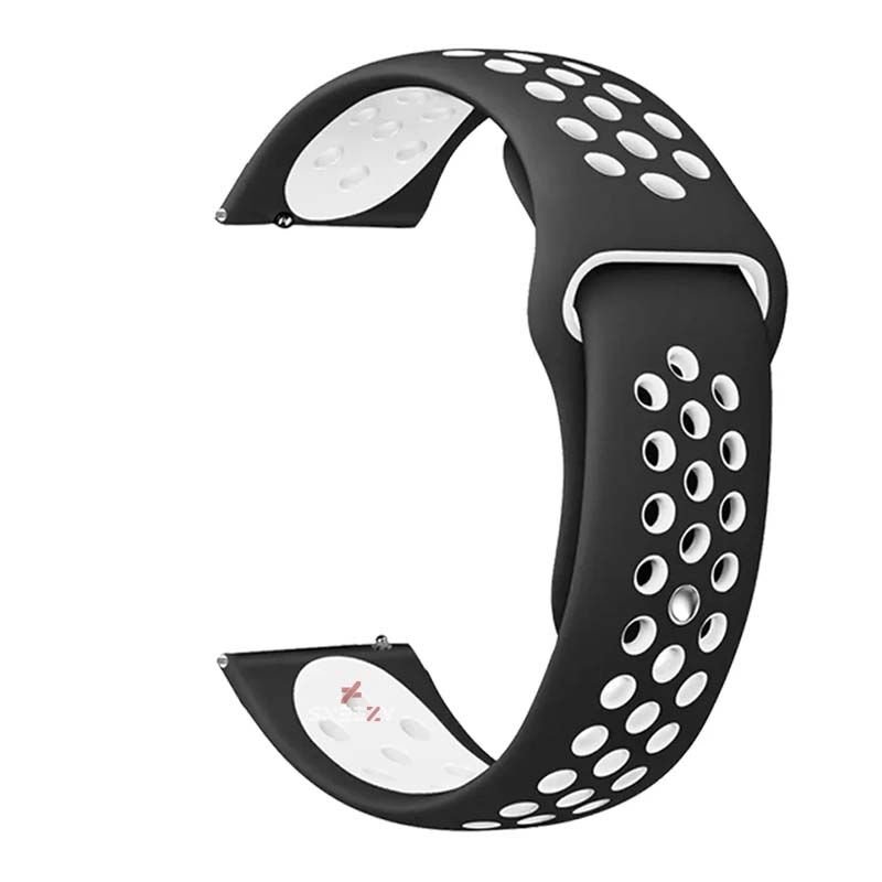 Honor Magic Watch 2 – Watch Magic – Watch Gs3 22mm Uyumlu FlexAir Supreme Silikon Kordon Siyah - Beyaz