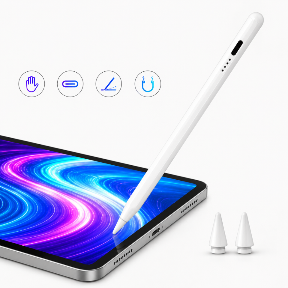 iPad Mini 5/6 Nesil ile Uyumlu NotePen Gen3 Stylus Kalem Avuç İçi Algılama Eğim Destekli