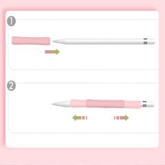 Apple Pencil 1-2 Nesil Pro USB-C Uyumlu Soft Yumuşak Silikon Kalem Tutucu ve 8'li Kalem Ucu Koruyucu Pembe