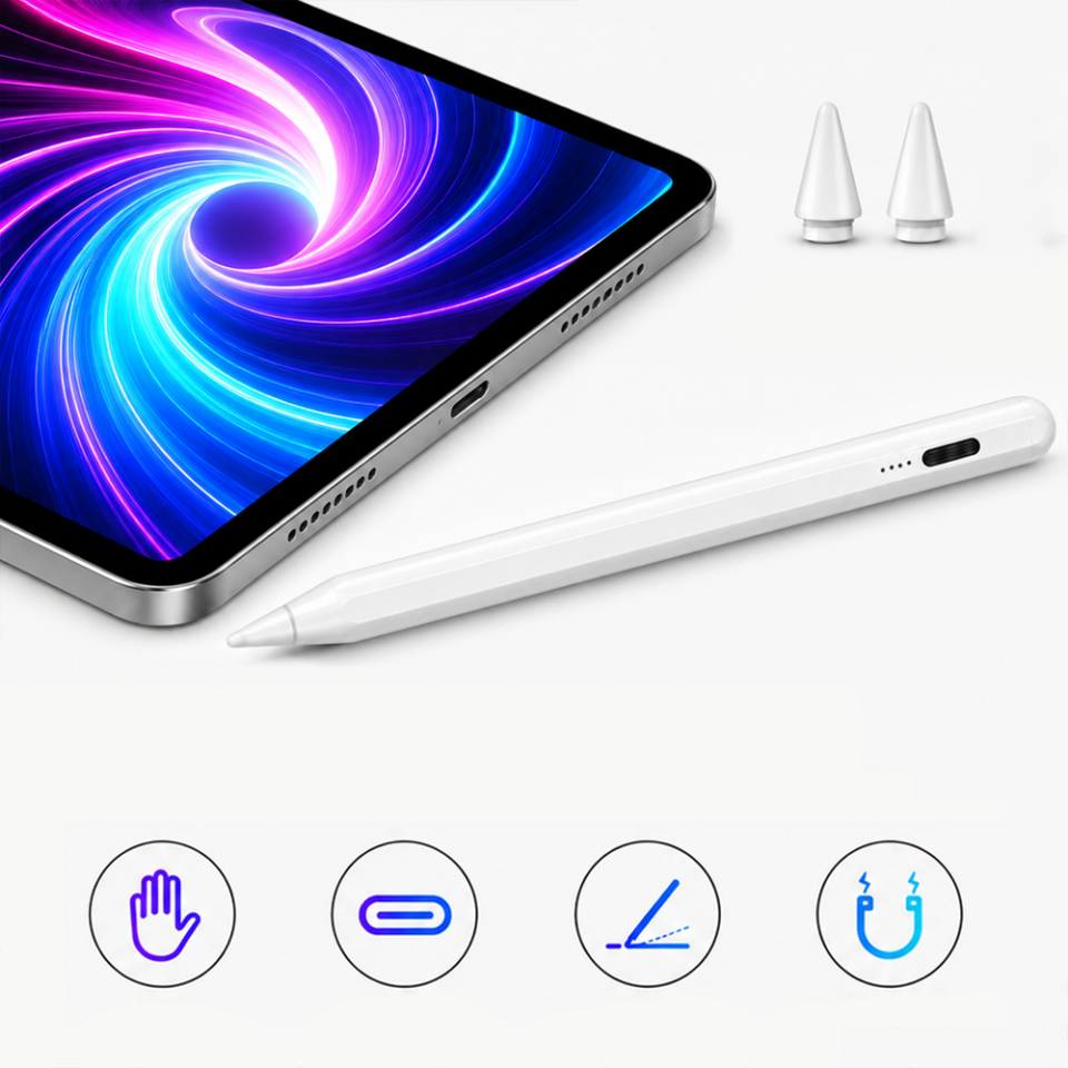 iPad Air 4/5 Nesil 10.9 inç ile Uyumlu NotePen Gen3 Stylus Kalem Avuç İçi Algılama Eğim Destekli