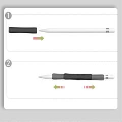 Apple Pencil 1-2 Nesil Pro USB-C Uyumlu Soft Yumuşak Silikon Kalem Tutucu ve 8'li Kalem Ucu Koruyucu Siyah