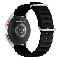 Samsung Galaxy Watch 6 – Classic 40-43-44-47mm Uyumlu 20mm Seaflex Ocean Silikon Kordon Siyah - Siyah