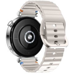 Huawei Watch GT5 41mm İle Uyumlu Dalga Desenli Tokalı Yumusaş Soft Silikon Kordon Starlight
