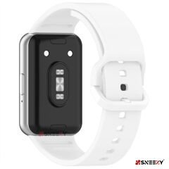Sneezy Samsung Galaxy Fit 3 Kordon PureLux Soft Yumuşak Silikon Kordon Kayış Beyaz - Beyaz
