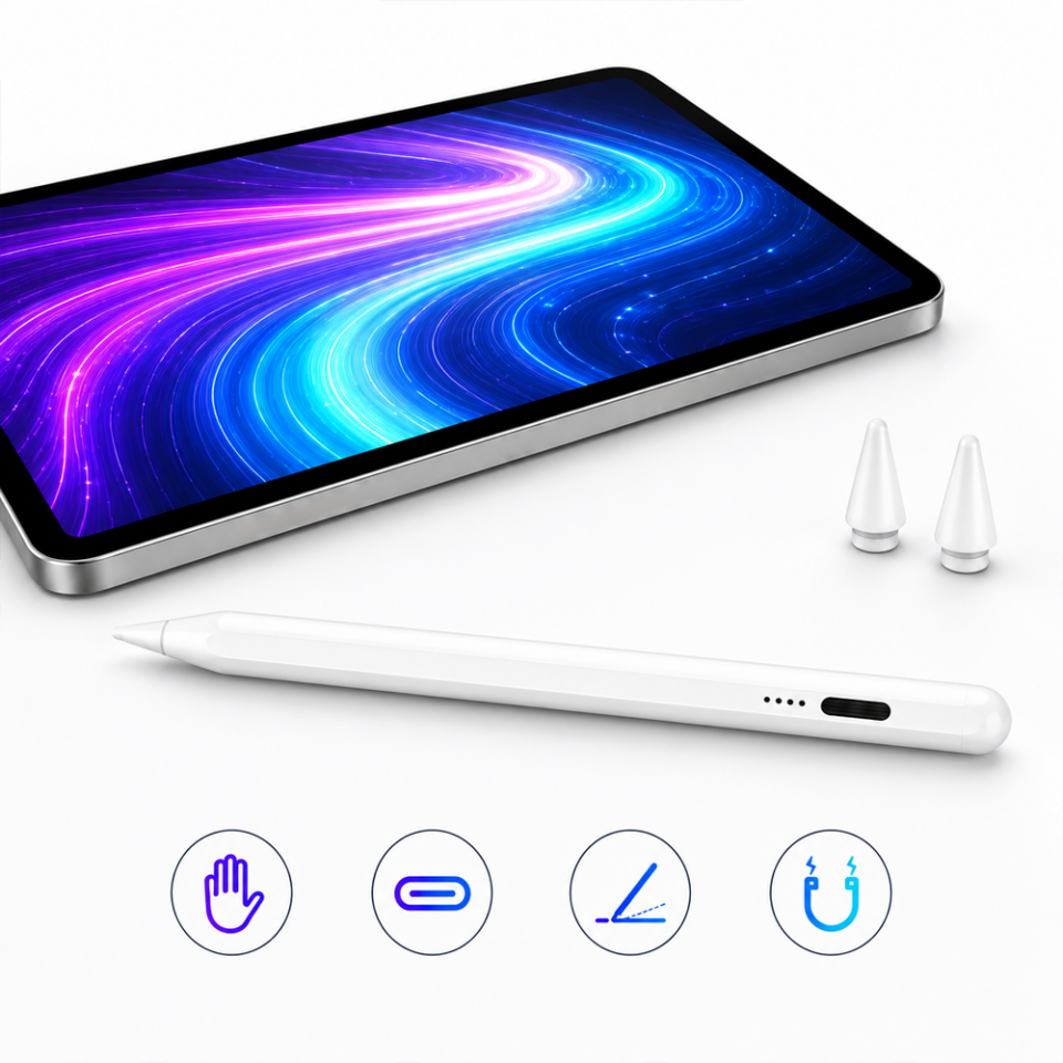 iPad Pro 11 (M4) ile Uyumlu NotePen Gen3 Stylus Kalem Avuç İçi Algılama Eğim Destekli