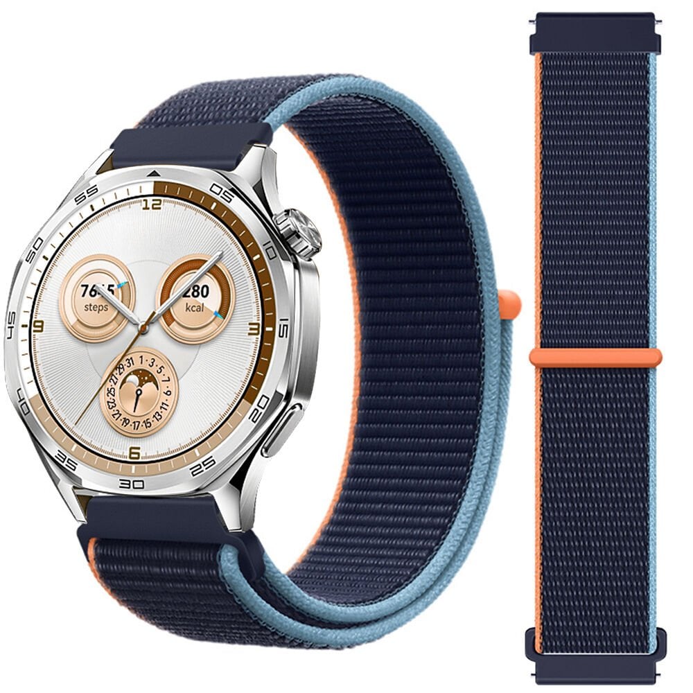 Huawei Watch GT5 46mm GT4 46mm İle Uyumlu Ayarlanabilir Cırt Cırtlı Yumuşak Spor Kumaş Örgü Kordon Lacivert