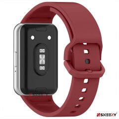 Sneezy Samsung Galaxy Fit 3 Kordon PureLux Soft Yumuşak Silikon Kordon Kayış Koyu Kırmızı - Koyu Kırmızı
