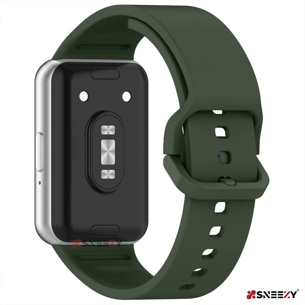 Sneezy Samsung Galaxy Fit 3 Kordon PureLux Soft Yumuşak Silikon Kordon Kayış Koyu Yeşil - Koyu Yeşil