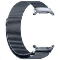 Samsung Galaxy Watch Ultra 47mm İle Uyumlu Milanese Paslanmaz Manyetik Tokalı Metal Hasır Kordon Koyu Gri