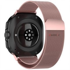 Samsung Galaxy Watch Ultra 47mm İle Uyumlu Milanese Paslanmaz Manyetik Tokalı Metal Hasır Kordon Rose