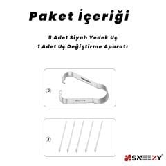 Galaxy S-Pen Yedek Kalem Ucu Çıkarma/Takma Aparat Tüm S-Pen Modellerine Uyumlu 5 Adet Yedek Kalem Uç Beyaz - Beyaz