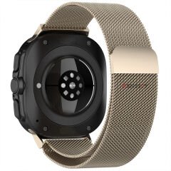 Samsung Galaxy Watch Ultra 47mm İle Uyumlu Milanese Paslanmaz Manyetik Tokalı Metal Hasır Kordon Starlight