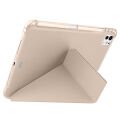 iPad Pro 11 inç M5 2025 Uyumlu Kılıf Üçgen Katlanabilir Kalem Şarj Bölmeli Kılıf Gold