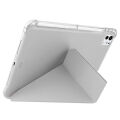 iPad Pro 11 inç M5 2025 Uyumlu Kılıf Üçgen Katlanabilir Kalem Şarj Bölmeli Kılıf Gri