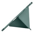 iPad Pro 11 inç M5 2025 Uyumlu Kılıf Üçgen Katlanabilir Kalem Şarj Bölmeli Kılıf Haki