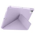 iPad Pro 11 inç M5 2025 Uyumlu Kılıf Üçgen Katlanabilir Kalem Şarj Bölmeli Kılıf Lila
