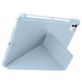 iPad Pro 11 inç M5 2025 Uyumlu Kılıf Üçgen Katlanabilir Kalem Şarj Bölmeli Kılıf Mavi