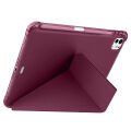 iPad Pro 11 inç M5 2025 Uyumlu Kılıf Üçgen Katlanabilir Kalem Şarj Bölmeli Kılıf Mürdüm