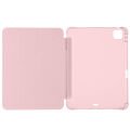 iPad Pro 11 inç M5 2025 Uyumlu Kılıf Üçgen Katlanabilir Kalem Şarj Bölmeli Kılıf Pembe