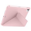 iPad Pro 11 inç M5 2025 Uyumlu Kılıf Üçgen Katlanabilir Kalem Şarj Bölmeli Kılıf Pembe