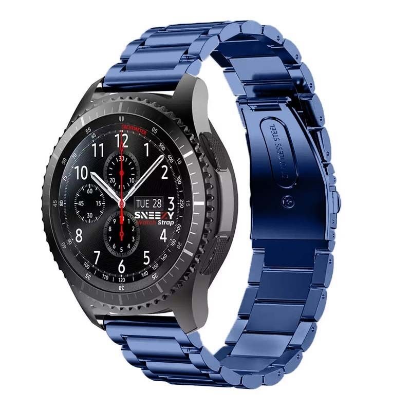 Huawei Watch Ultimate - Watch Buds  22mm Uyumlu Ironweft Döküm Çelik Metal Kordon Lacivert