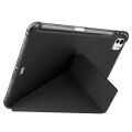 iPad Pro 11 inç M5 2025 Uyumlu Kılıf Üçgen Katlanabilir Kalem Şarj Bölmeli Kılıf Siyah