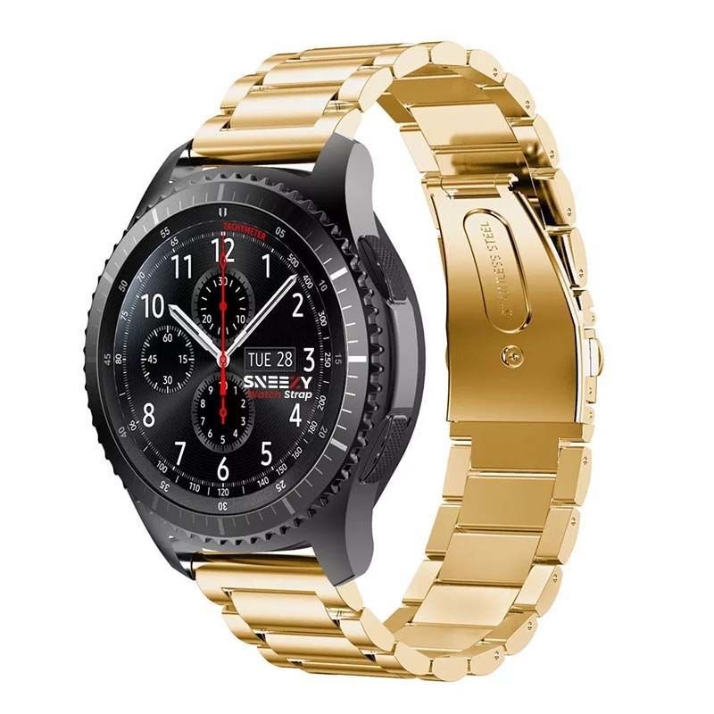 Huawei Watch GT3 Elite-Active 46mm-GT3 Pro-GT3 Se 22mm Uyumlu Ironweft Döküm Çelik Metal Kordon Gold