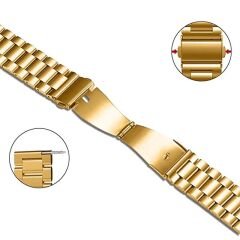 Huawei Watch GT3 Elite-Active 46mm-GT3 Pro-GT3 Se 22mm Uyumlu Ironweft Döküm Çelik Metal Kordon Gold
